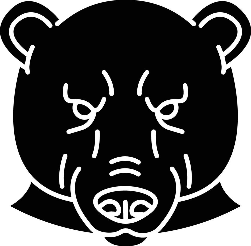 Polar bear face solid glyph illustration vector