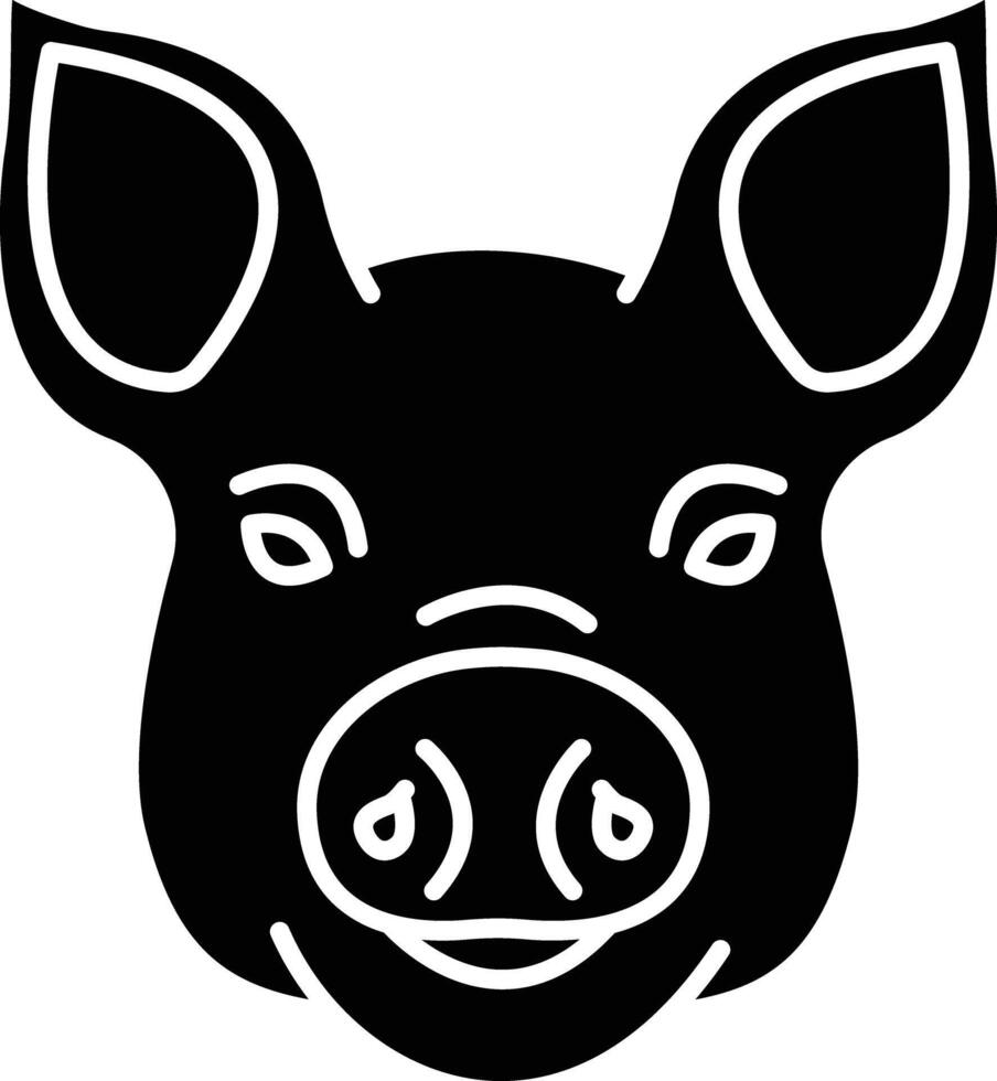 Pig face solid glyph illustration vector