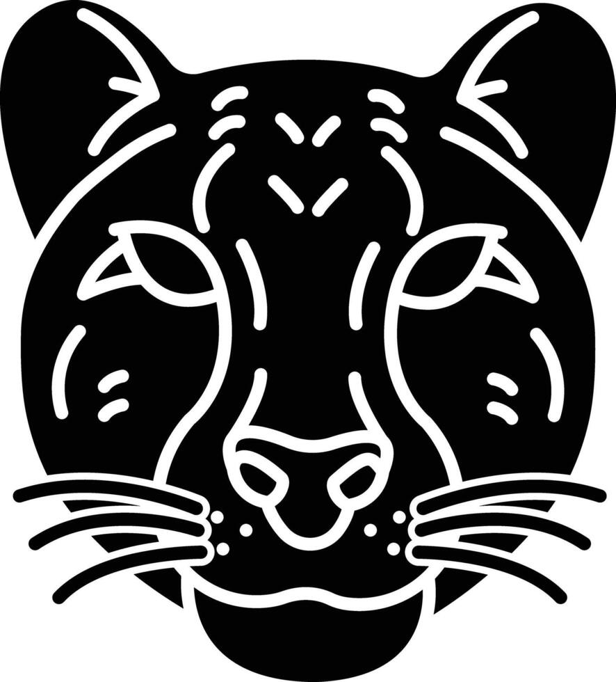 Cheetah face solid glyph illustration vector