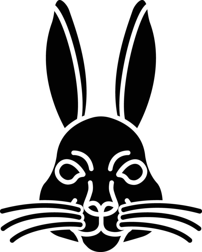 Rabbit face solid glyph illustration vector