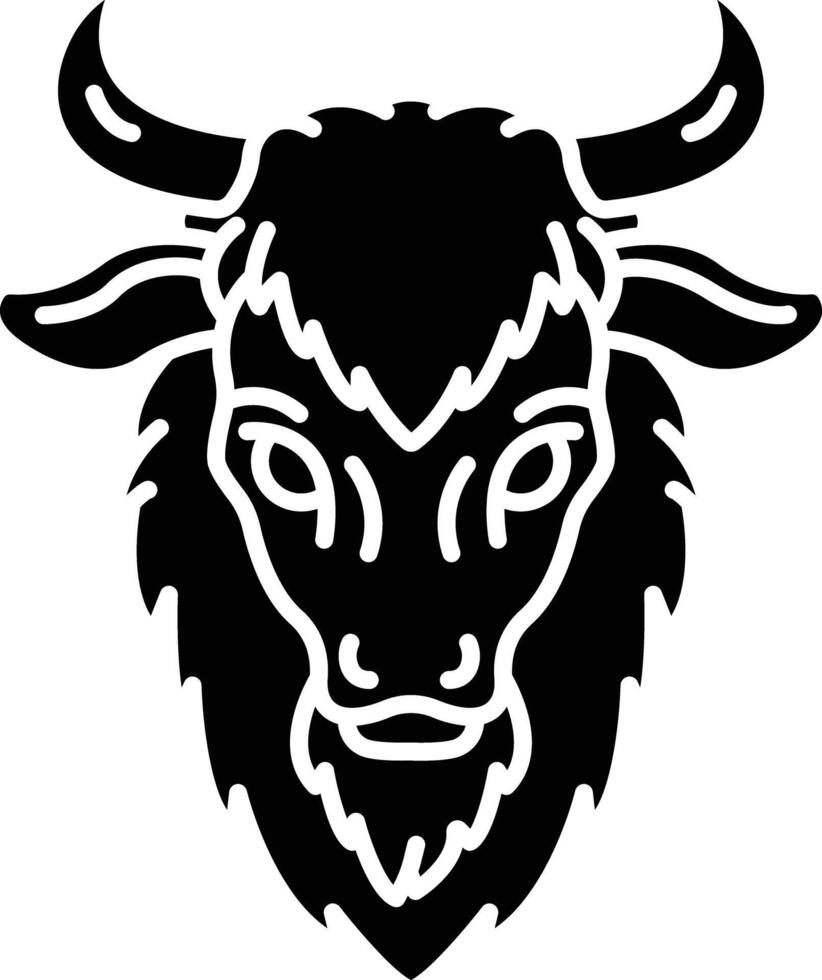 Yak face solid glyph illustration vector