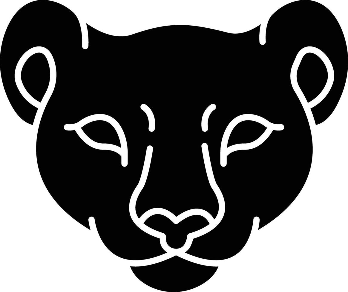 Lion face solid glyph illustration vector