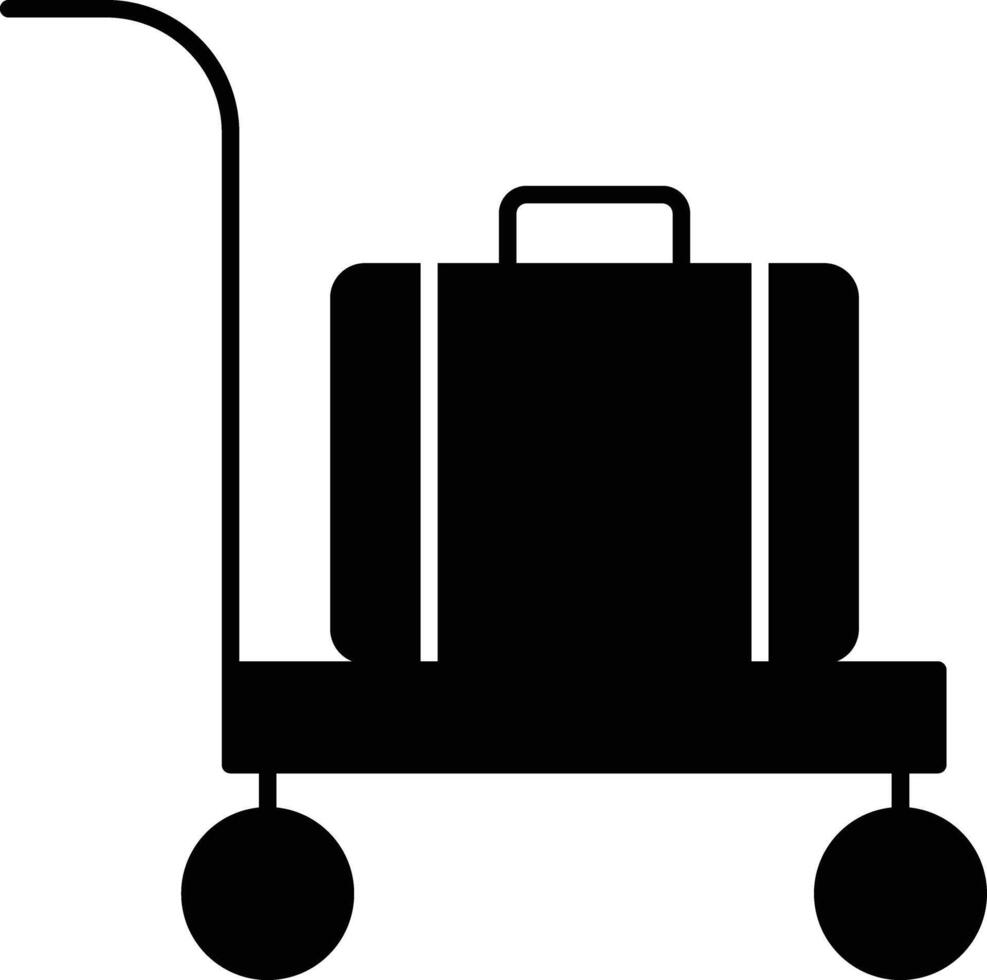 Baggage trolley solid glyph illustration vector