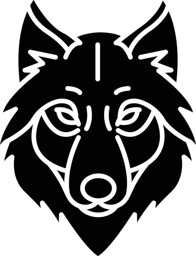 Wolf face solid glyph illustration vector