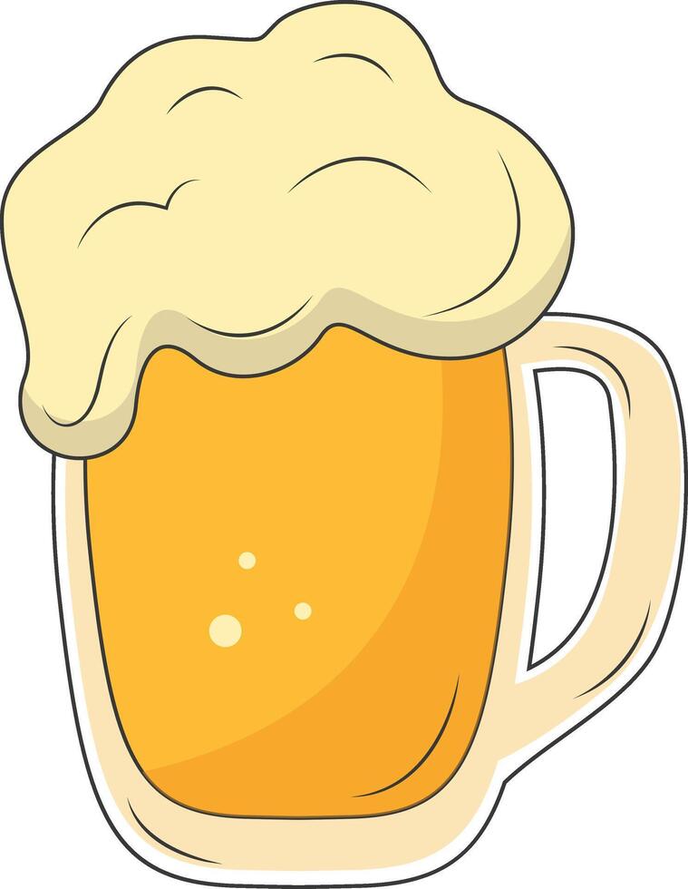 Beer Mug Illustration in Trendy Cartoon Style. Isolated on White Background. vector
