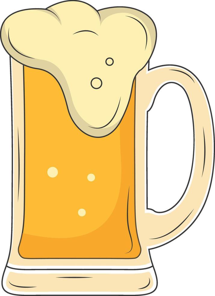 Beer Mug Illustration in Trendy Cartoon Style. Isolated on White Background. vector