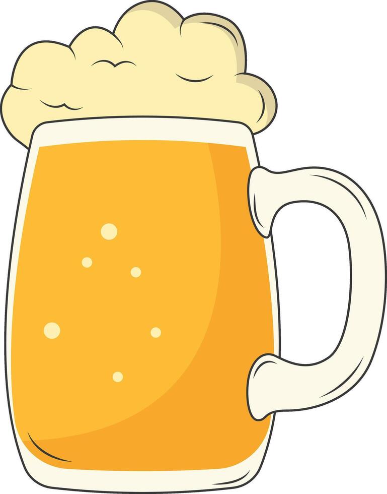 Beer Mug Illustration in Trendy Cartoon Style. Isolated on White Background. vector