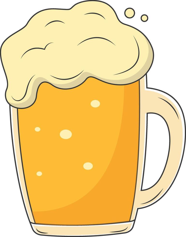 Beer Mug Illustration in Trendy Cartoon Style. Isolated on White Background. vector