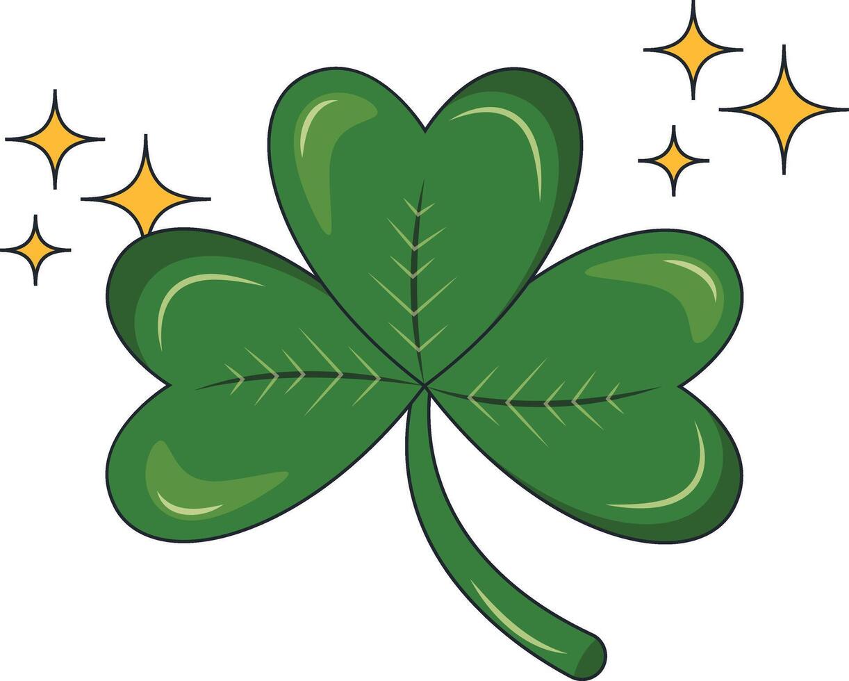 Happy St. Patrick's Day Sticker. with Trendy Cartoon Design. vector