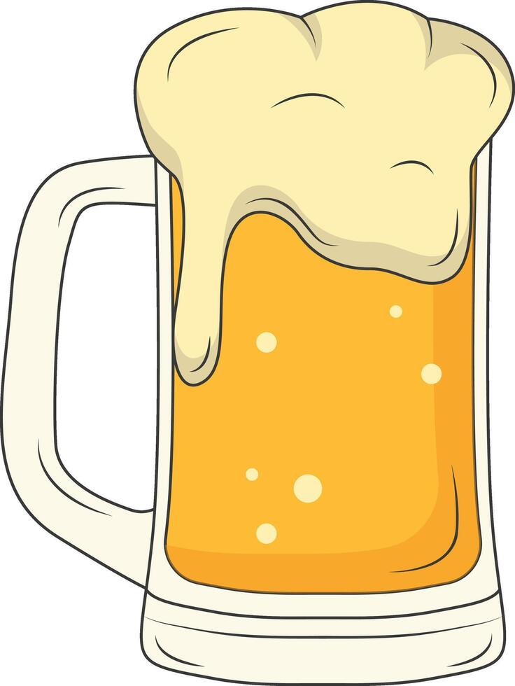 Beer Mug Illustration in Trendy Cartoon Style. Isolated on White Background. vector