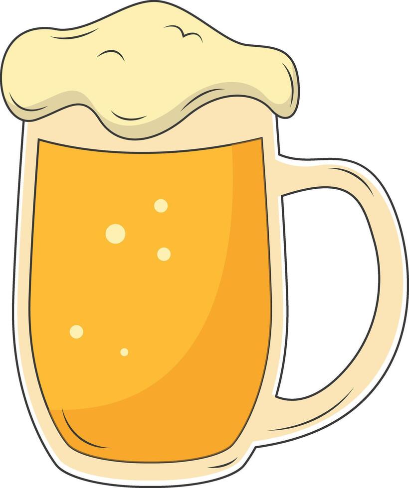 Beer Mug Illustration in Trendy Cartoon Style. Isolated on White Background. vector