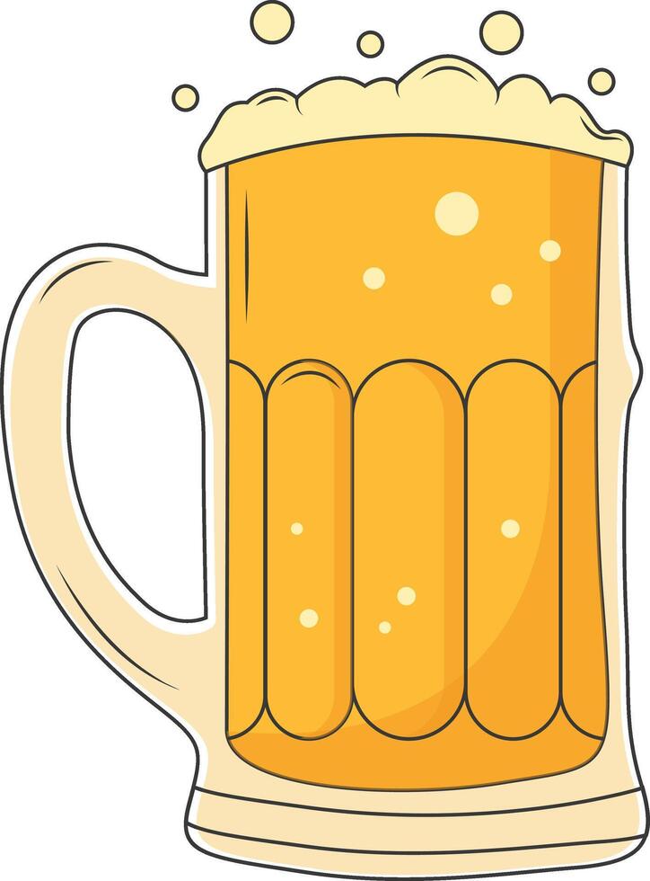 Beer Mug Illustration in Trendy Cartoon Style. Isolated on White Background. vector