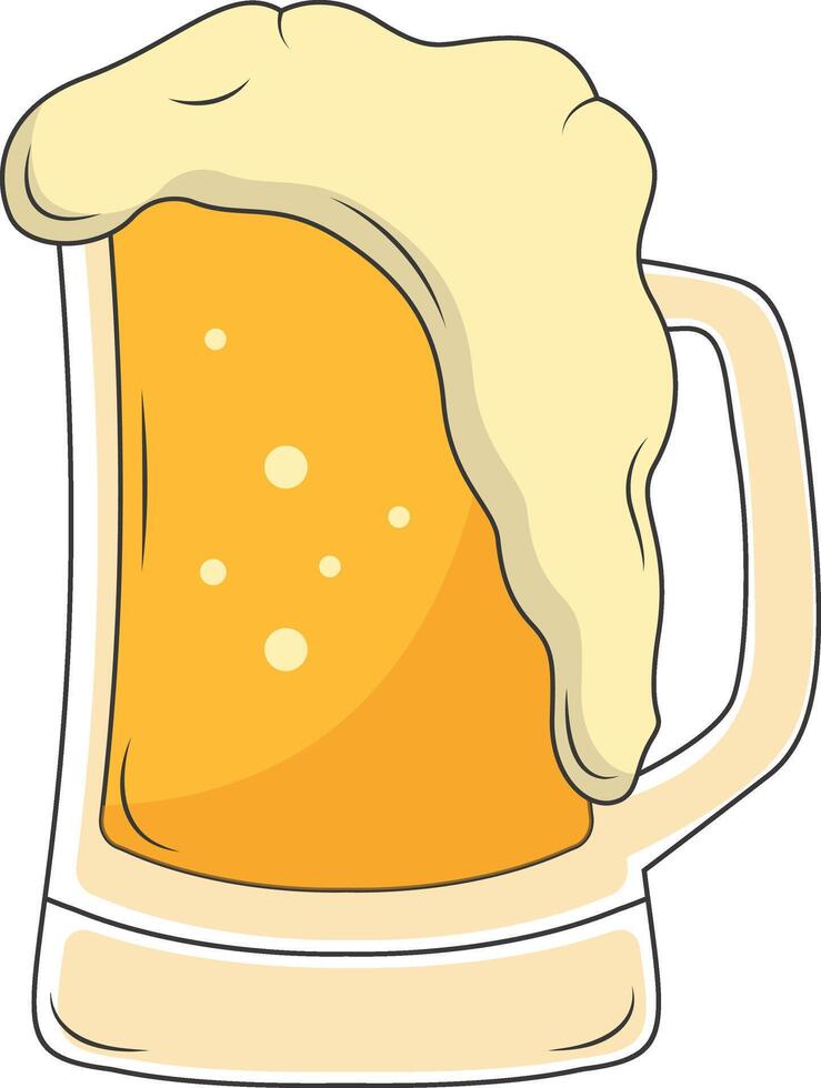 Beer Mug Illustration in Trendy Cartoon Style. Isolated on White Background. vector
