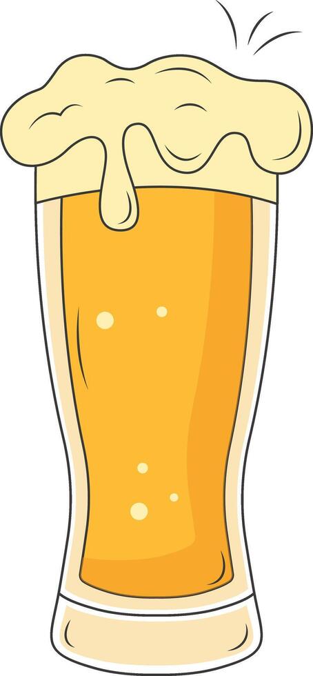 Beer Mug Illustration in Trendy Cartoon Style. Isolated on White Background. vector
