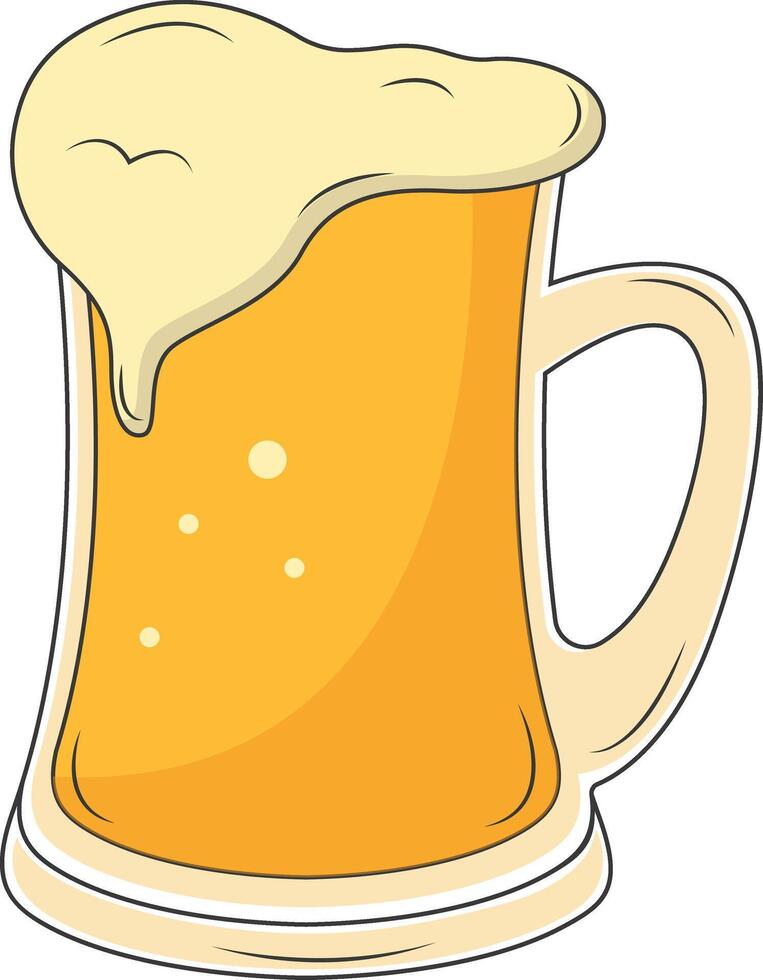 Beer Mug Illustration in Trendy Cartoon Style. Isolated on White Background. vector