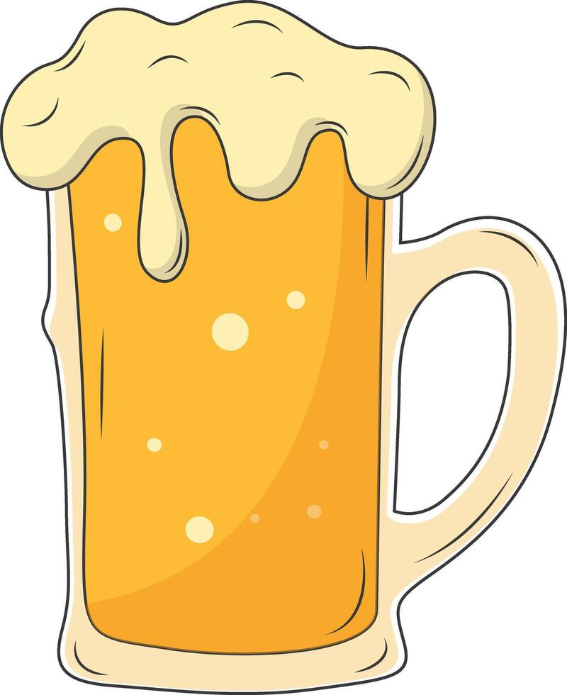 Beer Mug Illustration in Trendy Cartoon Style. Isolated on White Background. vector