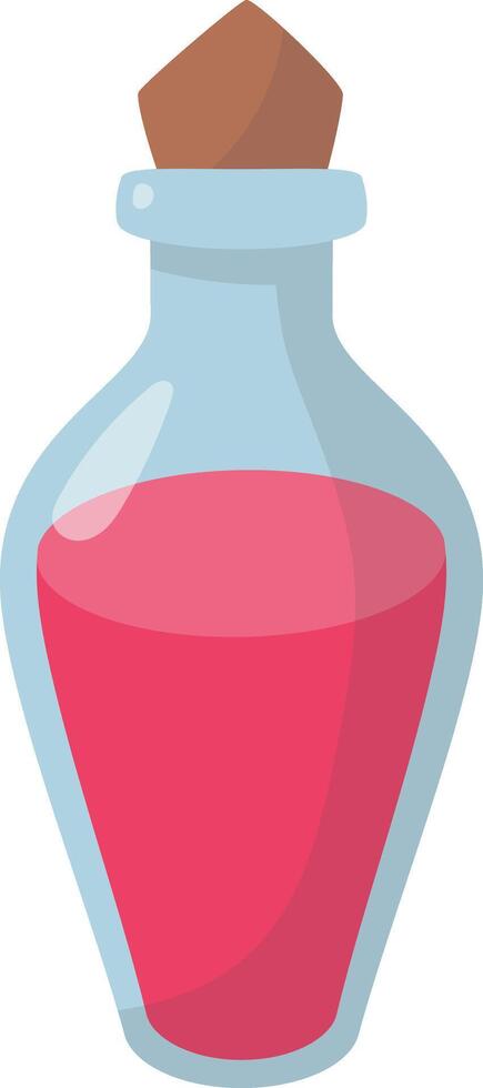 Magic Potion Bottle Isolated on White Background. Illustration in Cartoon Style. vector