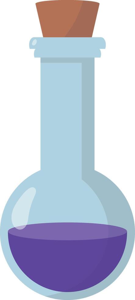 Magic Potion Bottle Isolated on White Background. Illustration in Cartoon Style. vector