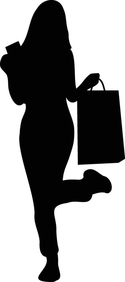 Women Shopping Silhouette. Isolated Illustration in Flat Design. vector