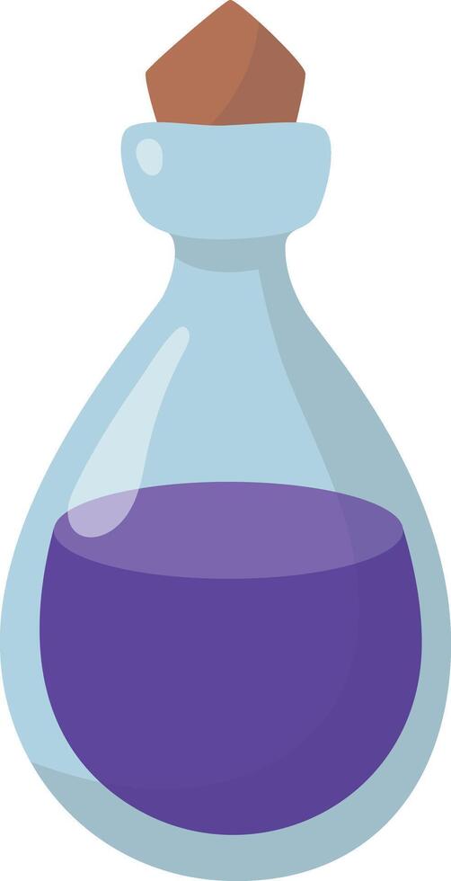 Magic Potion Bottle Isolated on White Background. Illustration in Cartoon Style. vector