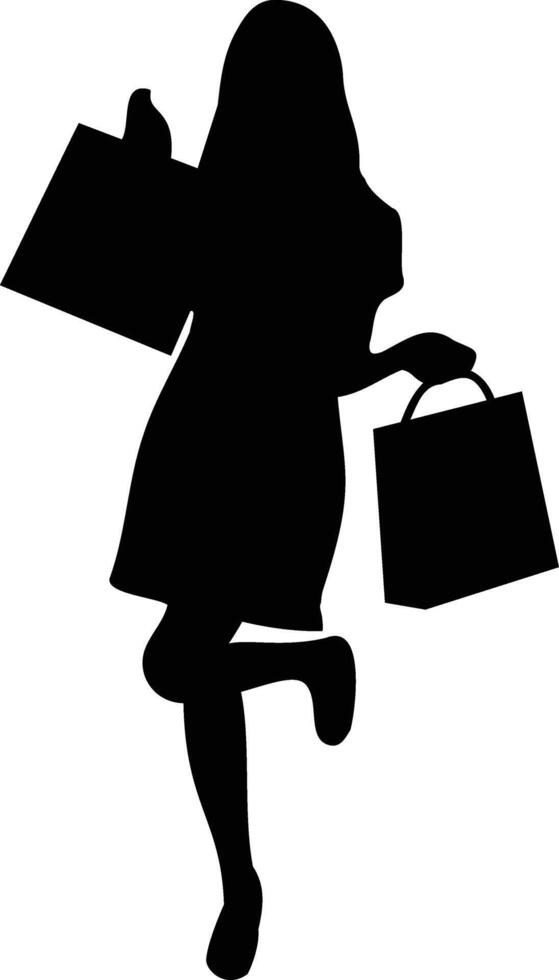 Women Shopping Silhouette. Isolated Illustration in Flat Design. vector