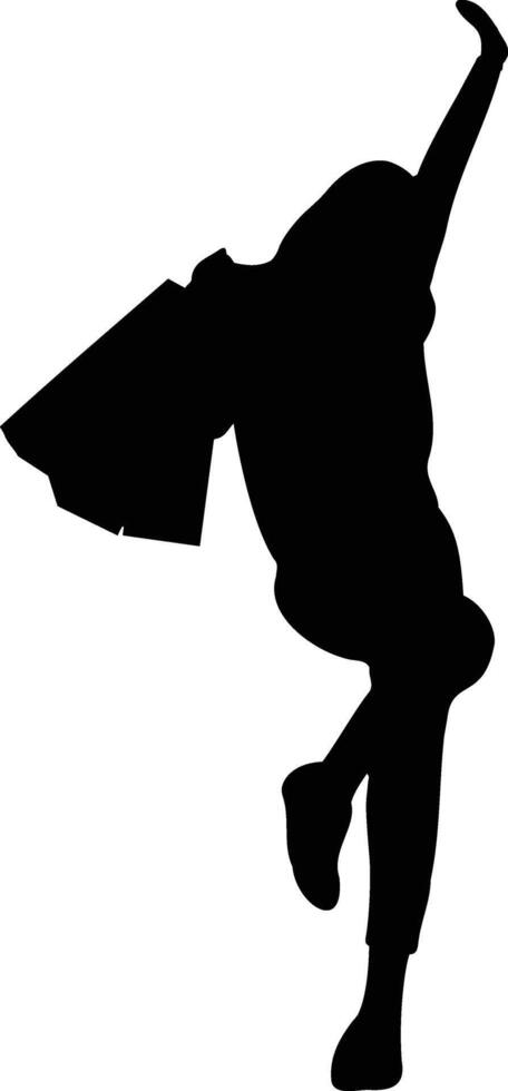 Women Shopping Silhouette. Isolated Illustration in Flat Design. vector