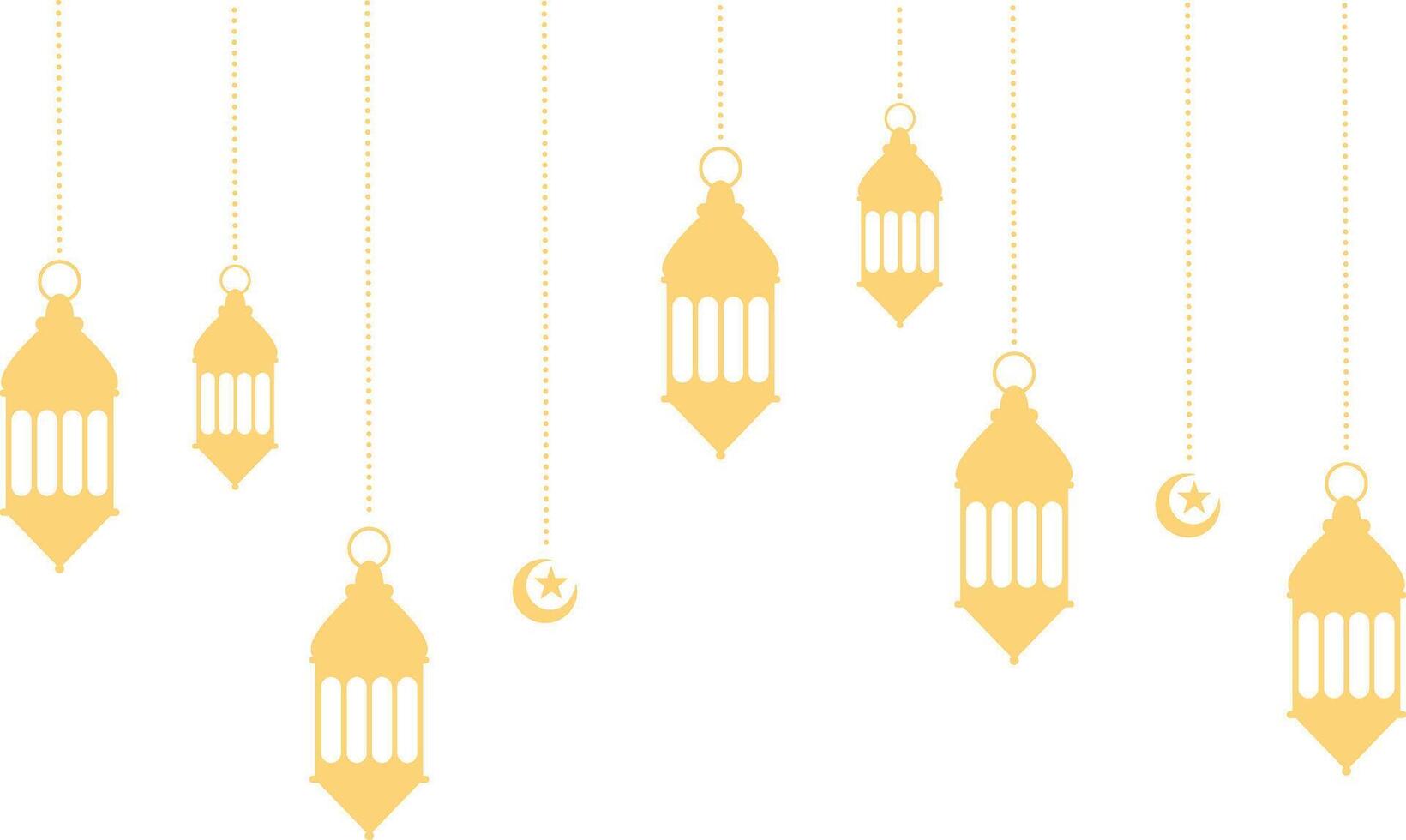 Ramadan Kareem Lantern Decoration with Moon and Star Ornament. Isolated on White Background. vector