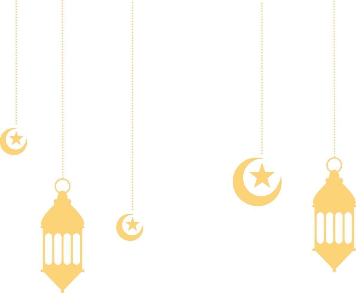 Ramadan Kareem Lantern Decoration with Moon and Star Ornament. Isolated on White Background. vector