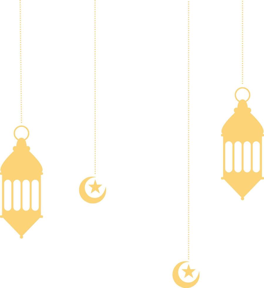 Ramadan Kareem Lantern Decoration with Moon and Star Ornament. Isolated on White Background. vector