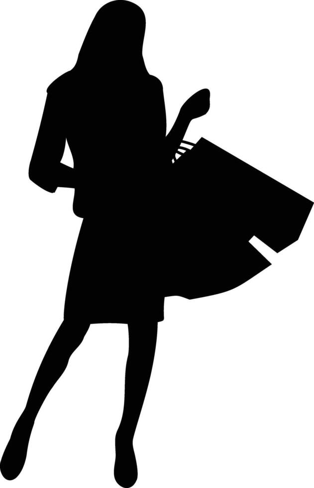 Women Shopping Silhouette. Isolated Illustration in Flat Design. vector