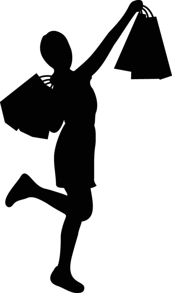 Women Shopping Silhouette. Isolated Illustration in Flat Design. vector