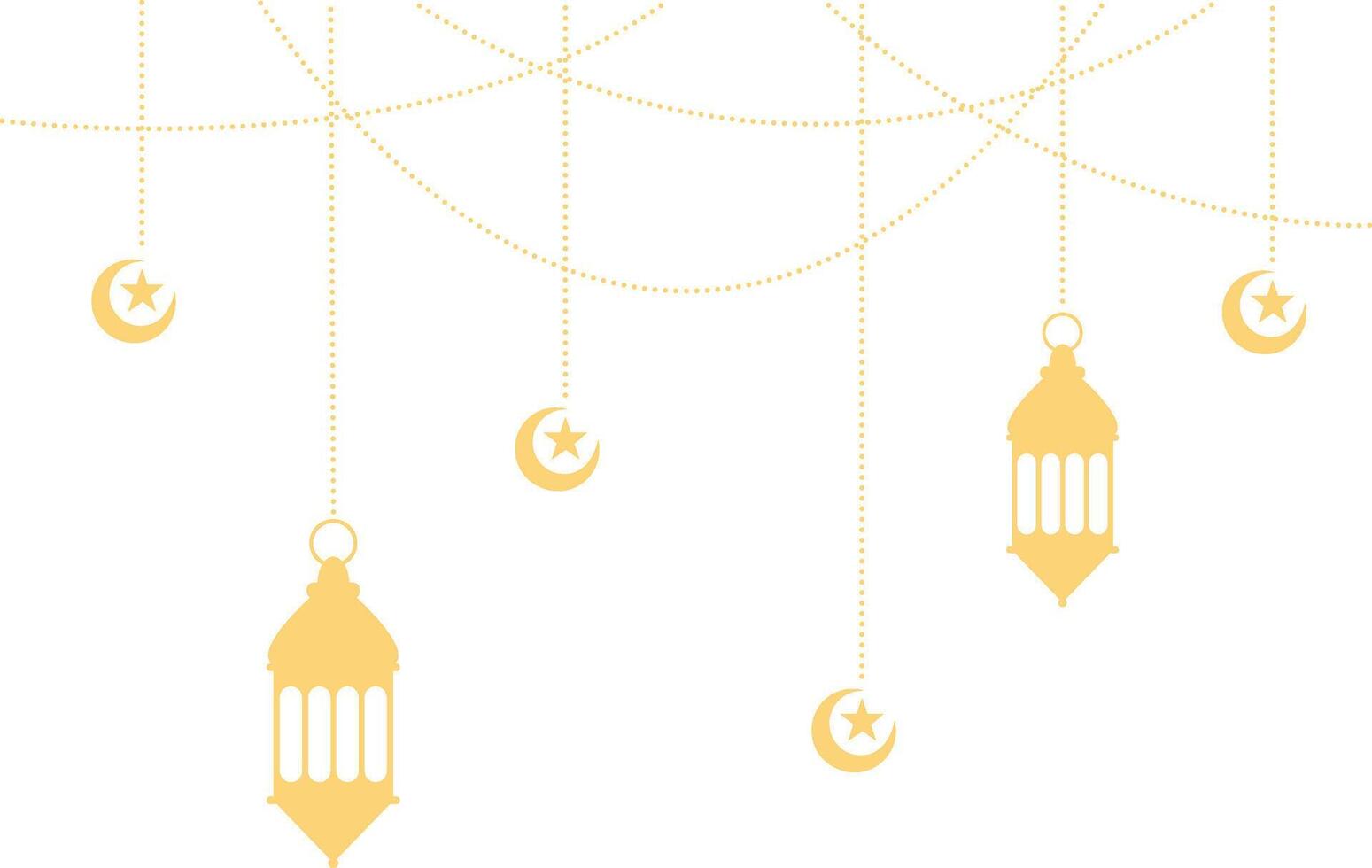 Ramadan Kareem Lantern Decoration with Moon and Star Ornament. Isolated on White Background. vector
