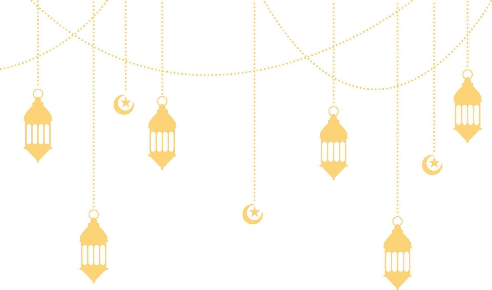 Ramadan Kareem Lantern Decoration with Moon and Star Ornament. Isolated on White Background. vector