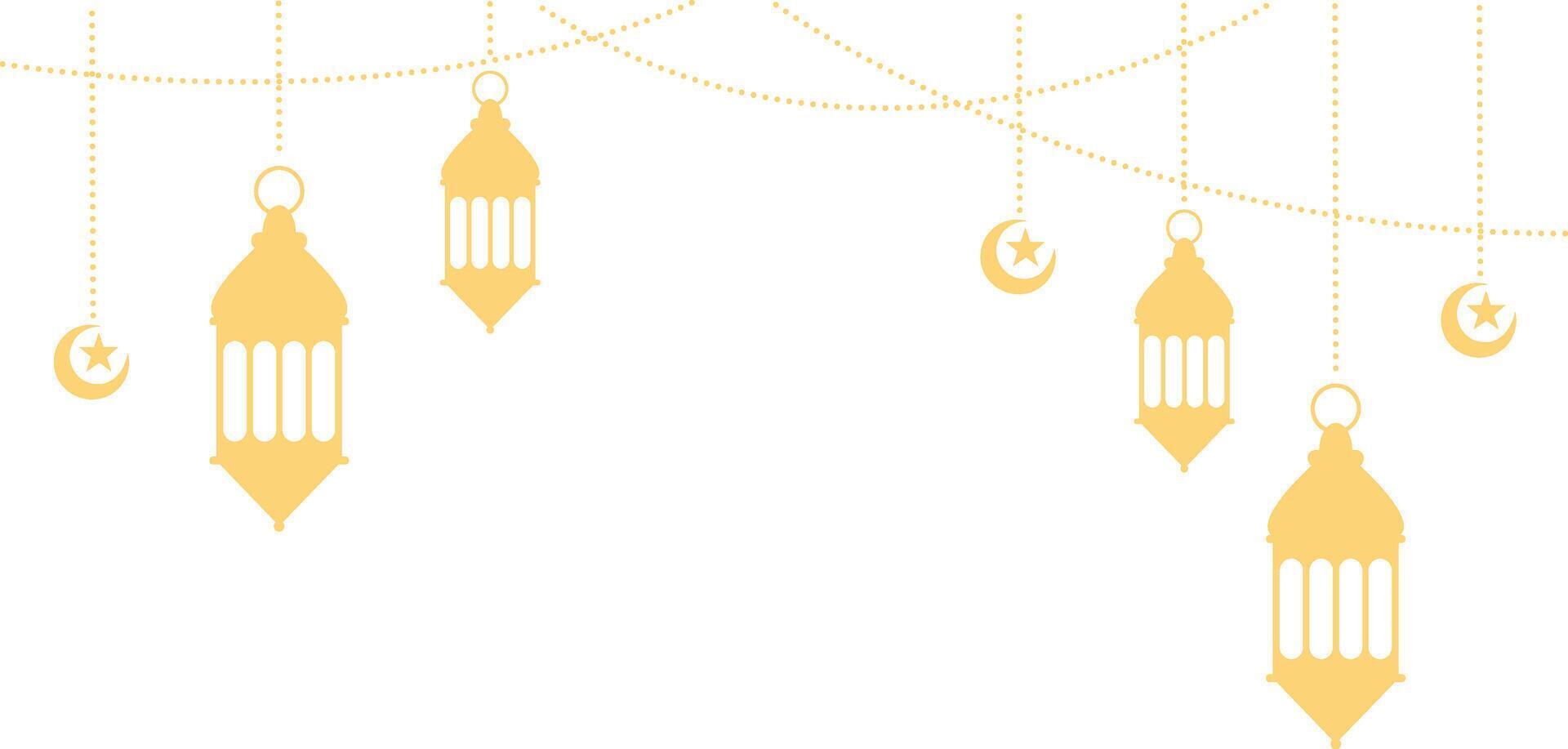 Ramadan Kareem Lantern Decoration with Moon and Star Ornament. Isolated on White Background. vector