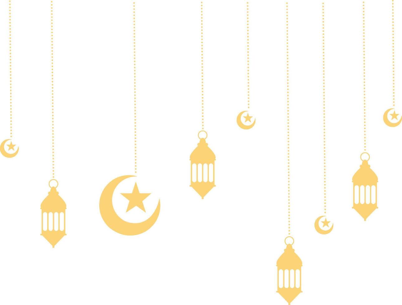 Ramadan Kareem Lantern Decoration with Moon and Star Ornament. Isolated on White Background. vector