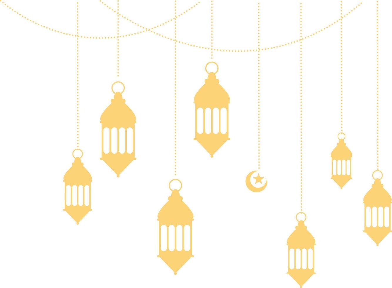 Ramadan Kareem Lantern Decoration with Moon and Star Ornament. Isolated on White Background. vector