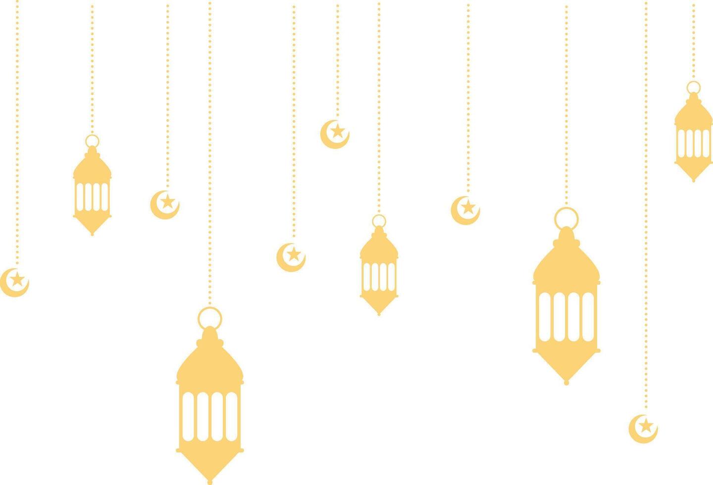 Ramadan Kareem Lantern Decoration with Moon and Star Ornament. Isolated on White Background. vector