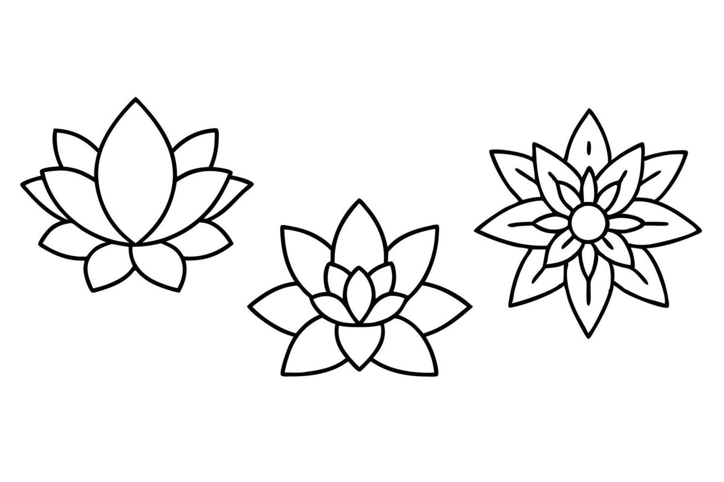 Elegant Set of hand draw silhouette flower Line Art . vector