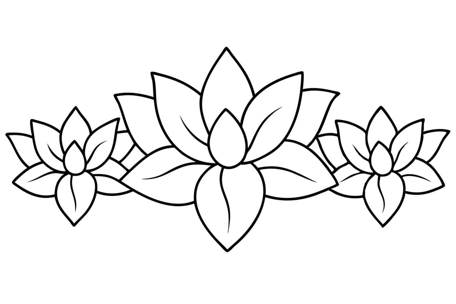 Elegant Set of hand draw silhouette flower Line Art . vector