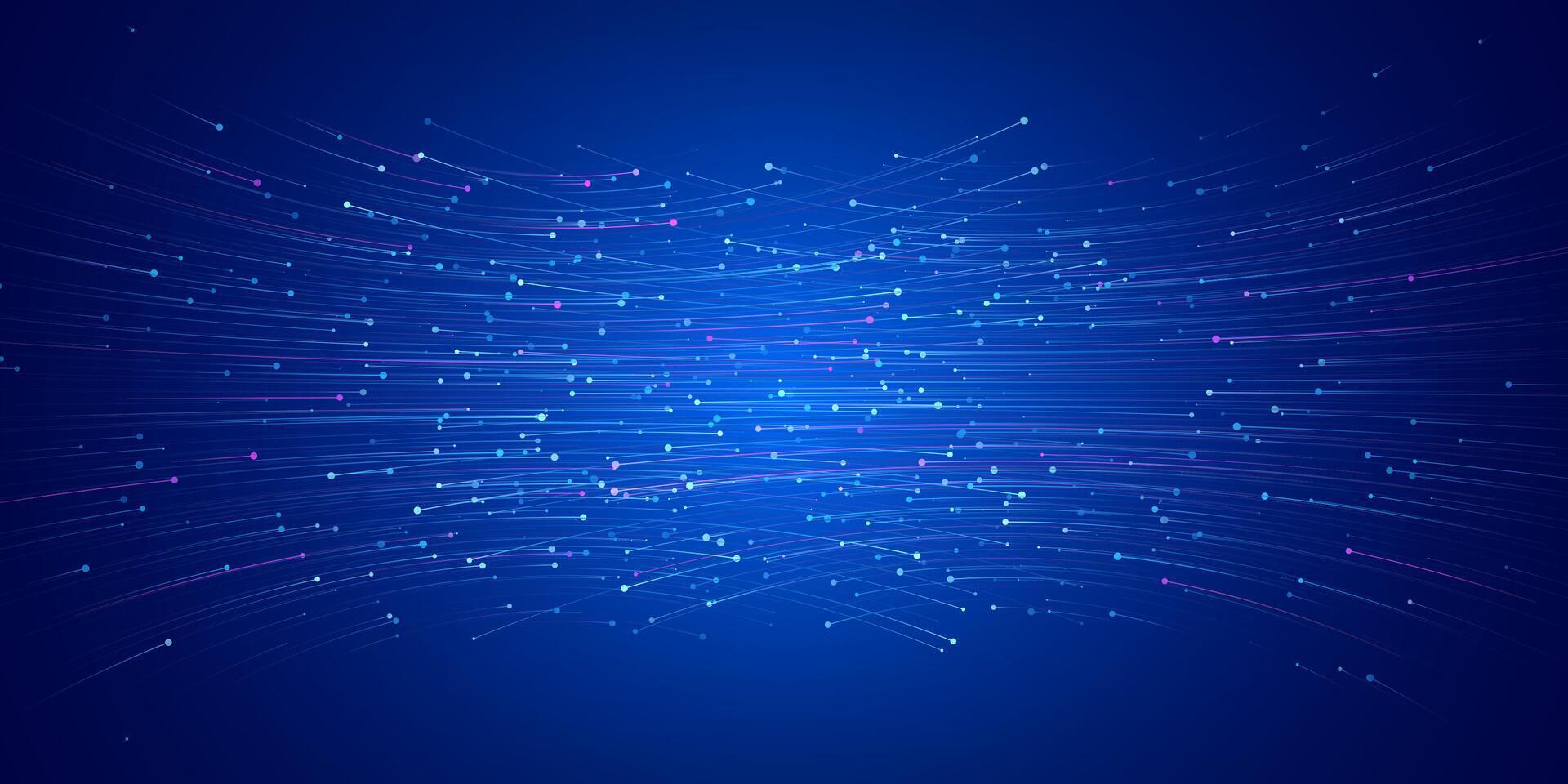 Fiber optic luminous lines moving in opposite direction is suitable for speed and force sensing technology background. vector