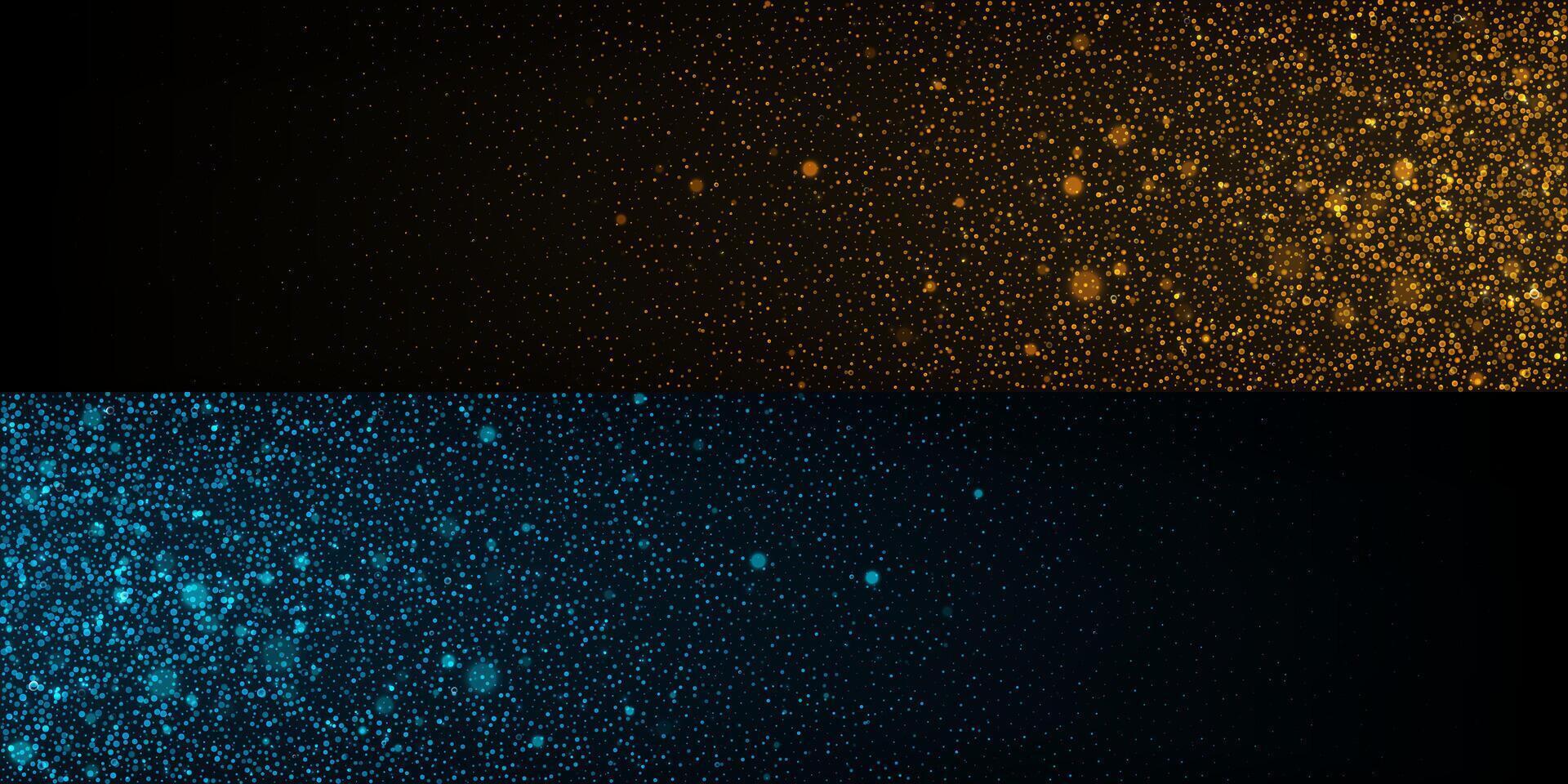 3d abstract technology particles gold and blue banner. Scientific medical research, big data abstract illustration with blur effect vector