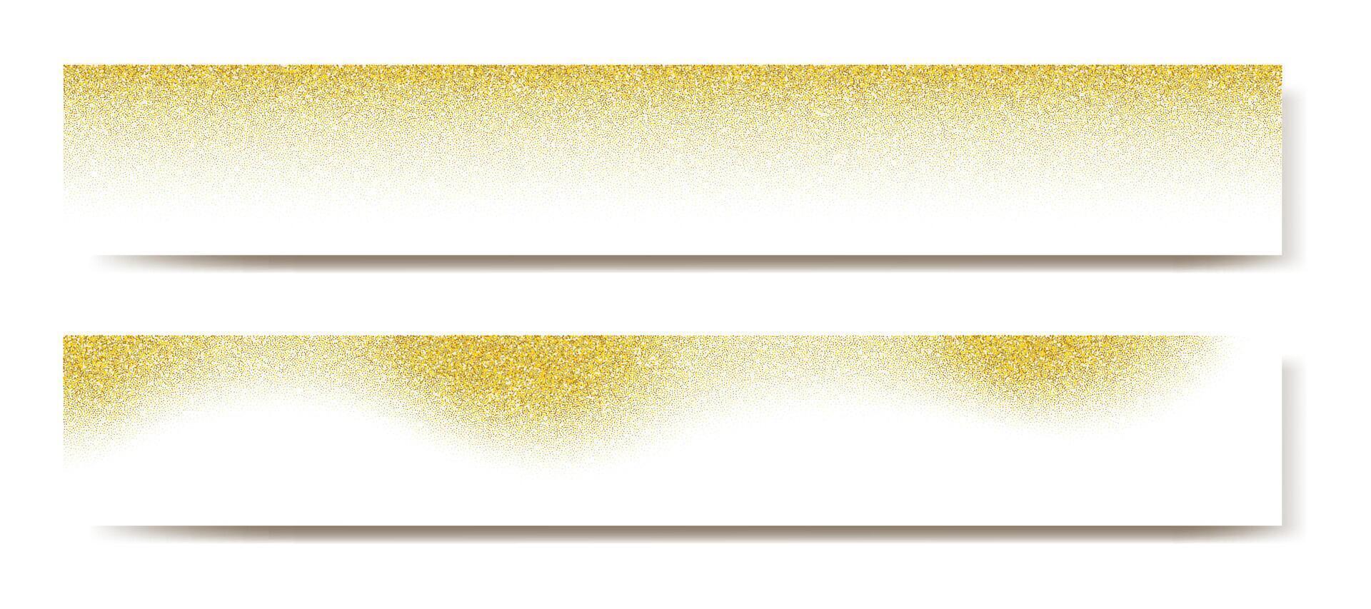 Set of elegant golden noisy dots pattern on horizontal white paper. Luxury golden texture for book cover, invitations, greeting and wedding cards, packaging, awards background vector