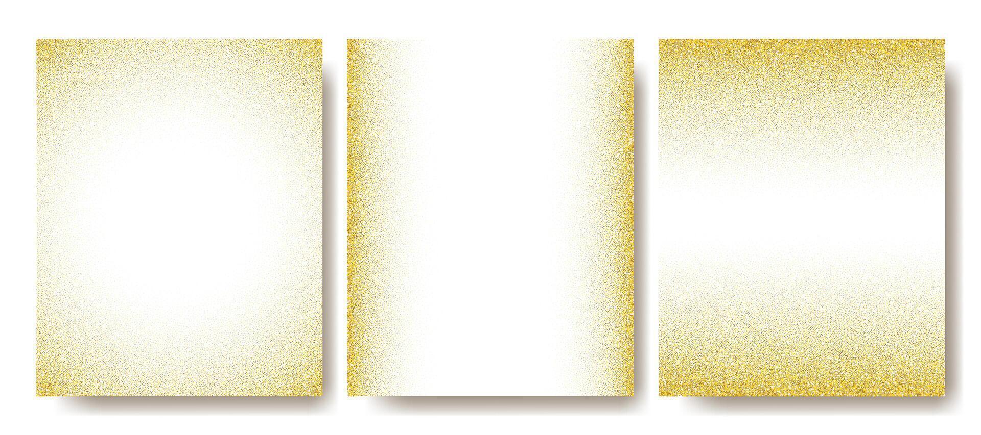 Set of elegant golden noisy dots pattern on white paper. Luxury golden texture for book cover, invitations, greeting and wedding cards, packaging, awards background vector