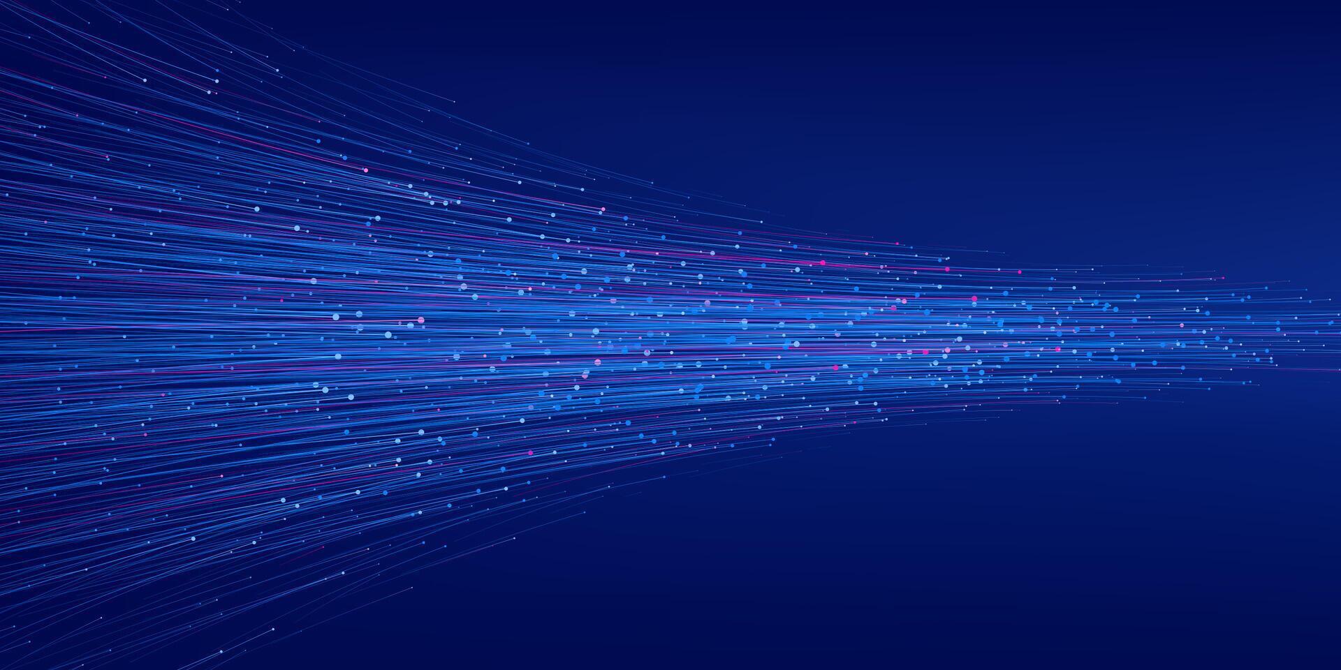 Abstract Fiber Optic Particle Background with Neon Blue and Magenta. Internet science and technology big data background vector