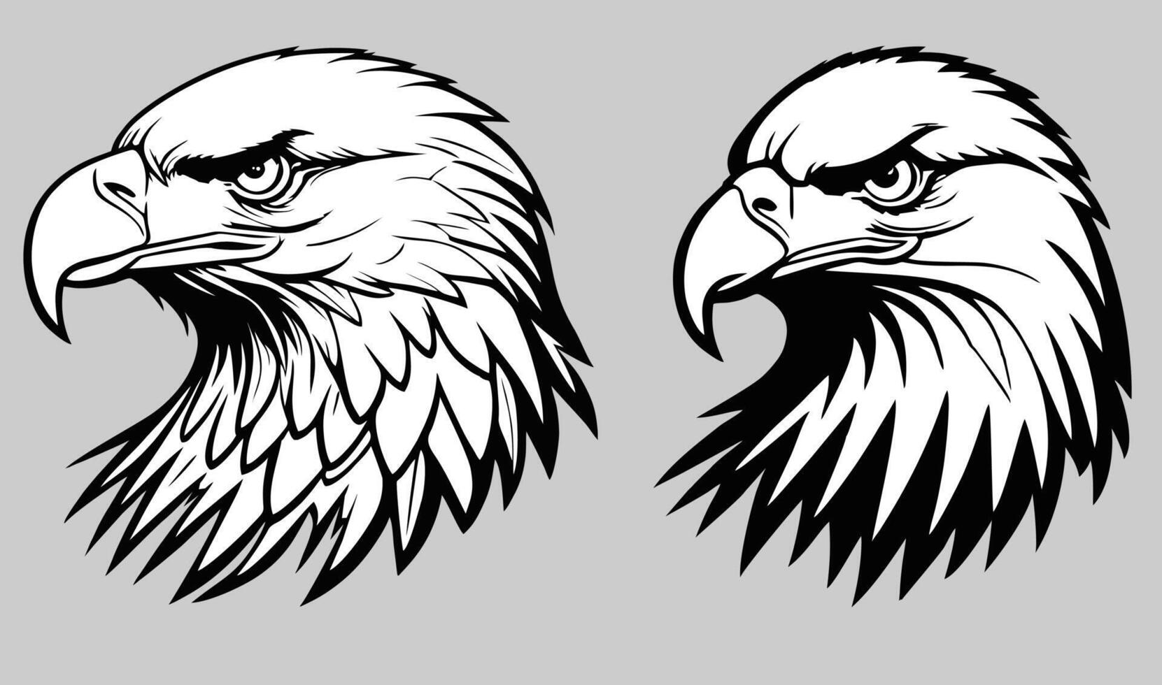 Set of eagle head line art illustration vector