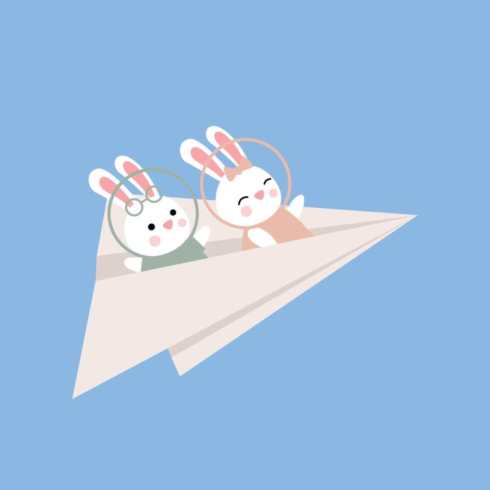 Rabbit with paper plane vector