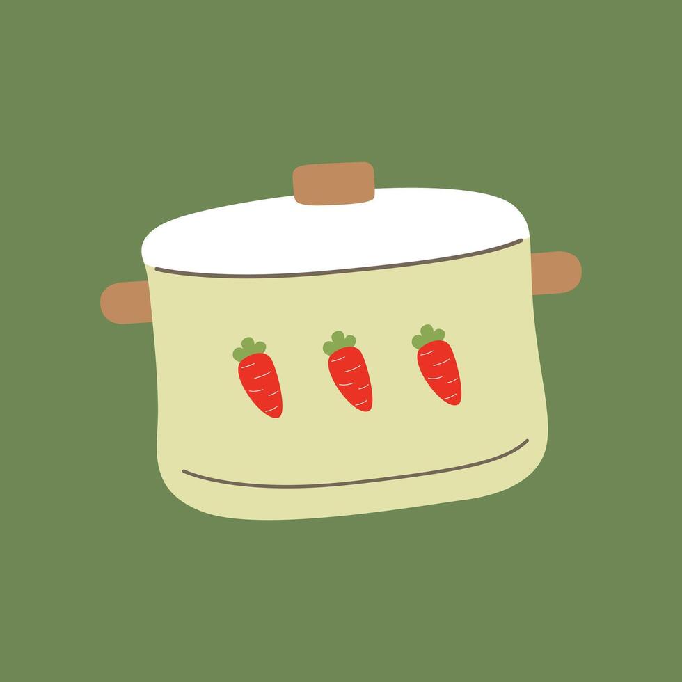 Cute Green Pan with Carrot vector