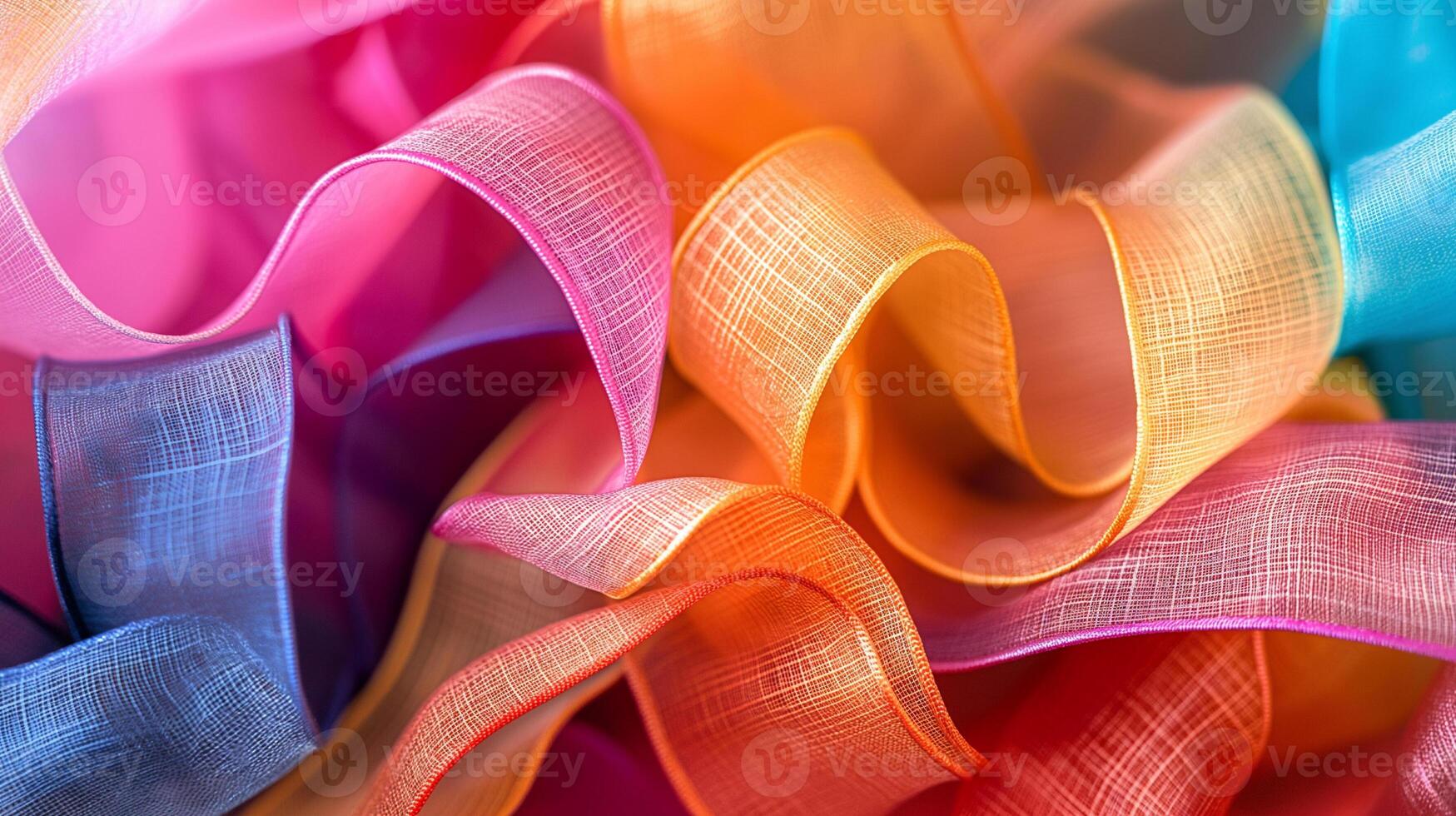 Bright gift wrapping ribbon for celebrating closeup background texture photo