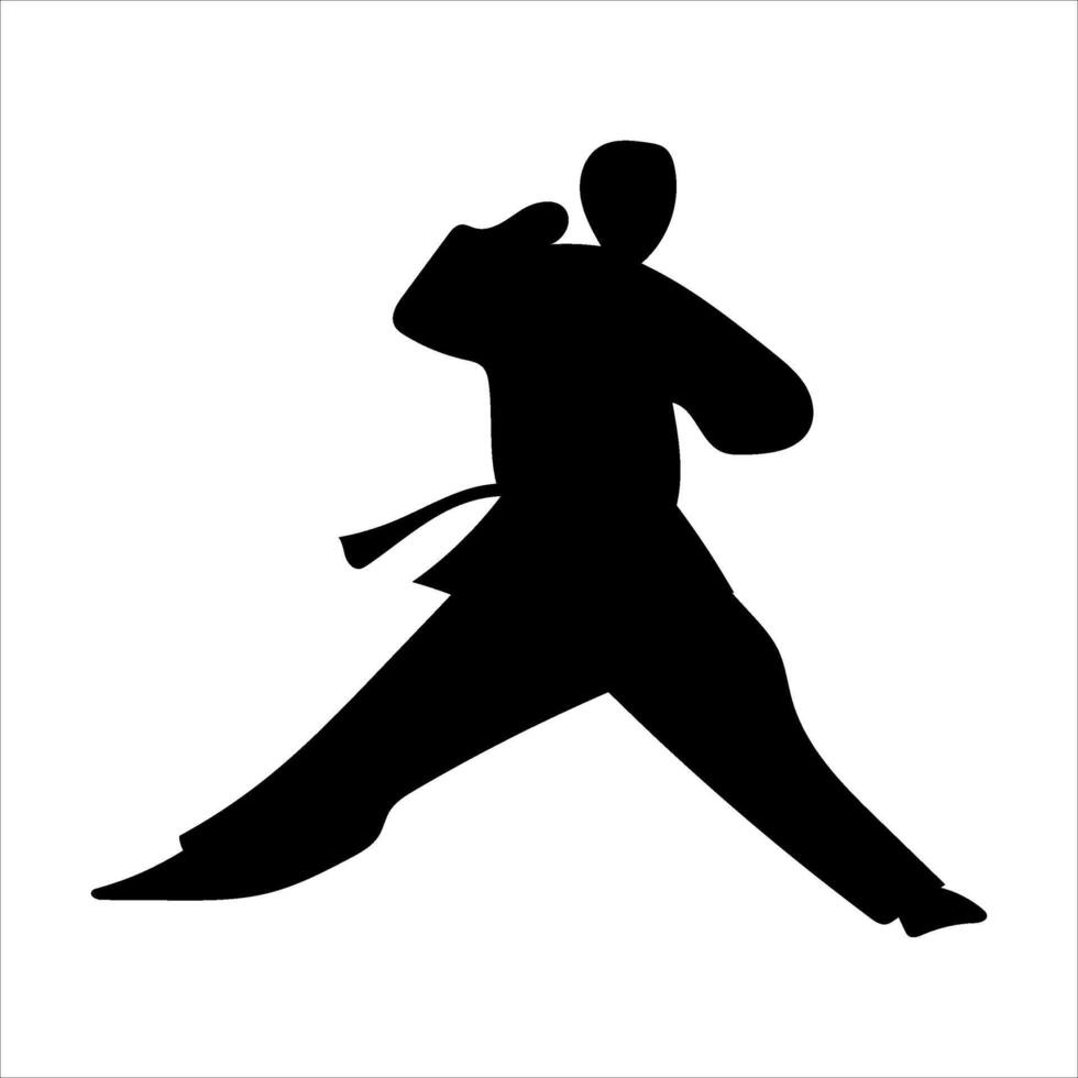 set of karate moves, martial arts karate silhouettes vector
