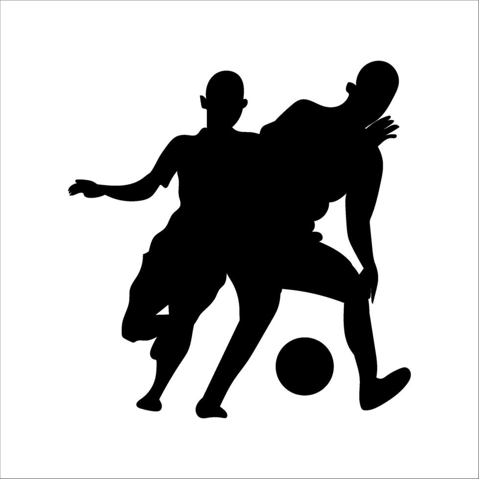 A set of football players, silhouettes of soccer players isolated on a white background vector